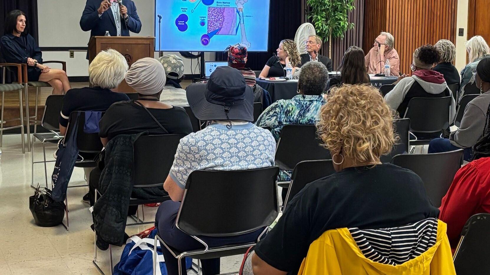 Craig Cole, M.D., presenting about multiple myeloma at the June 2026 Community Conversations on Cancer event.