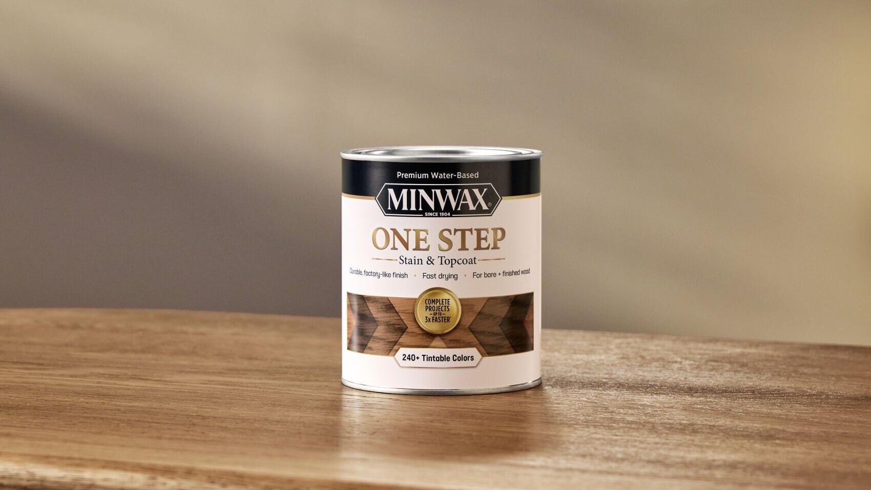 Minwax® One Step Stain &amp; Topcoat combines stain and protection in one step for an easy, streamlined approach to wood finishing.