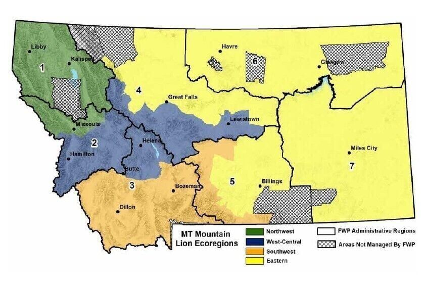 FWP Montana mountain lion ecoregions