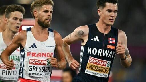 France's Jimmy Gressier (L) and Norway's Jakob Ingebrigtsen (R)