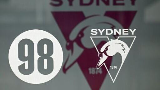 The Sydney Swans logo on the door of the Australian Rules side's headquarters