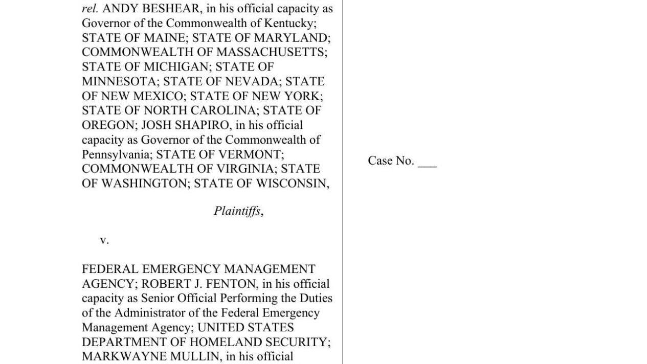 FNF - NC - Lawsuit California, Illinois, et al v FEMA, Fenton, Mullin