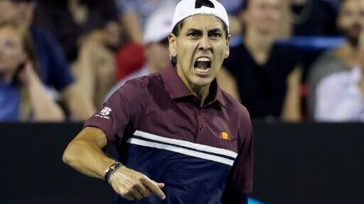 Alejandro Tabilo of Chile celebrates a point during his Washington Open quarter-final win over second-seeded American Ben Shelton