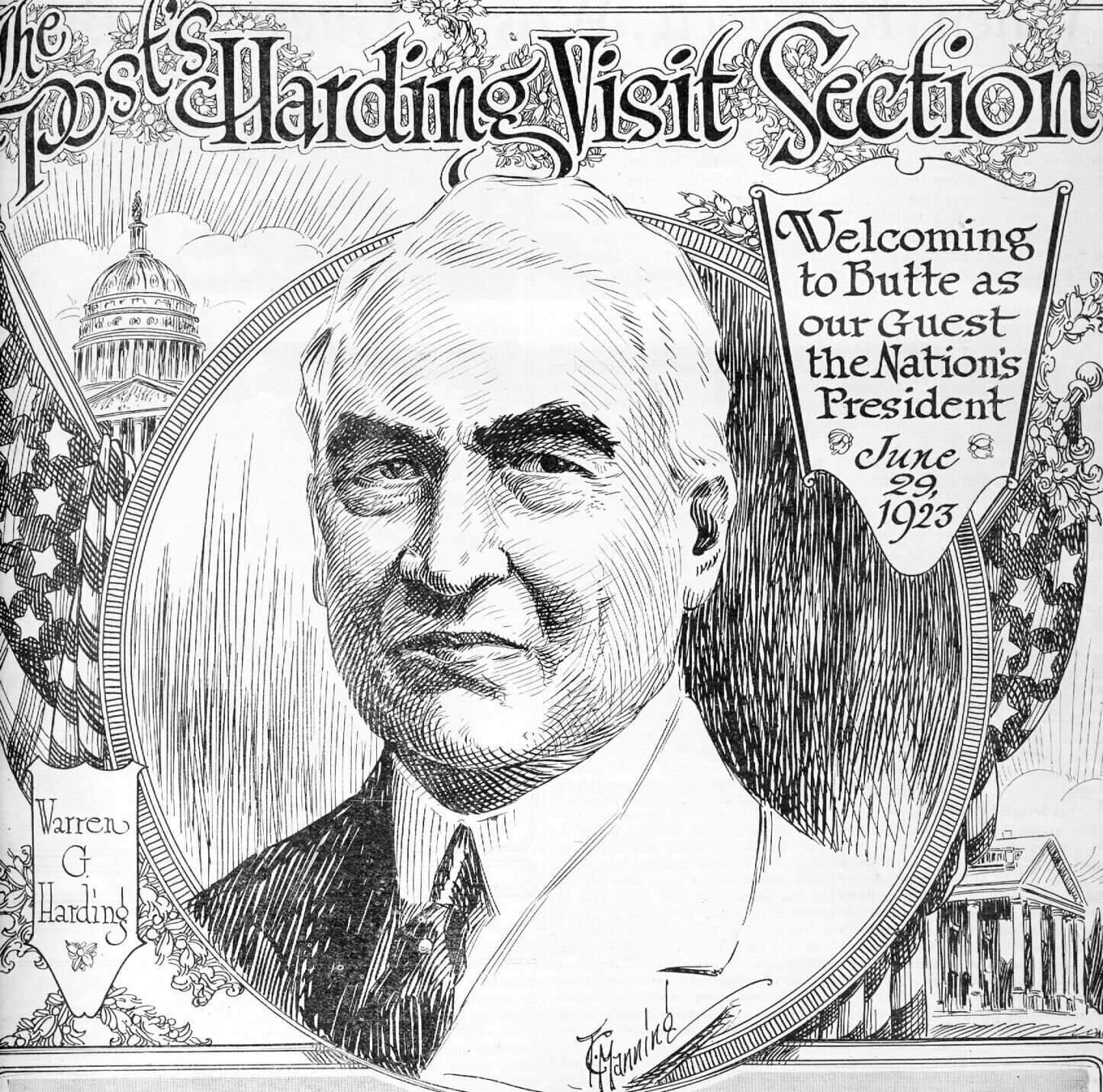Butte Daily Post President Harding June 28, 1923