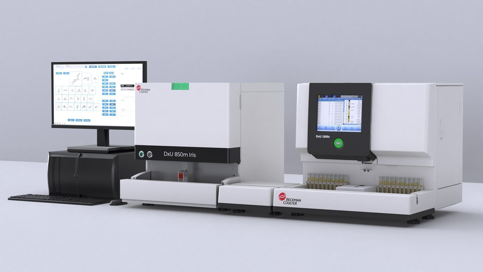 Beckman Coulter Diagnostics DxU 1800 System, a fully automated urinalysis solution that combines a new chemistry analyzer and consumables with proven microscopy technology.