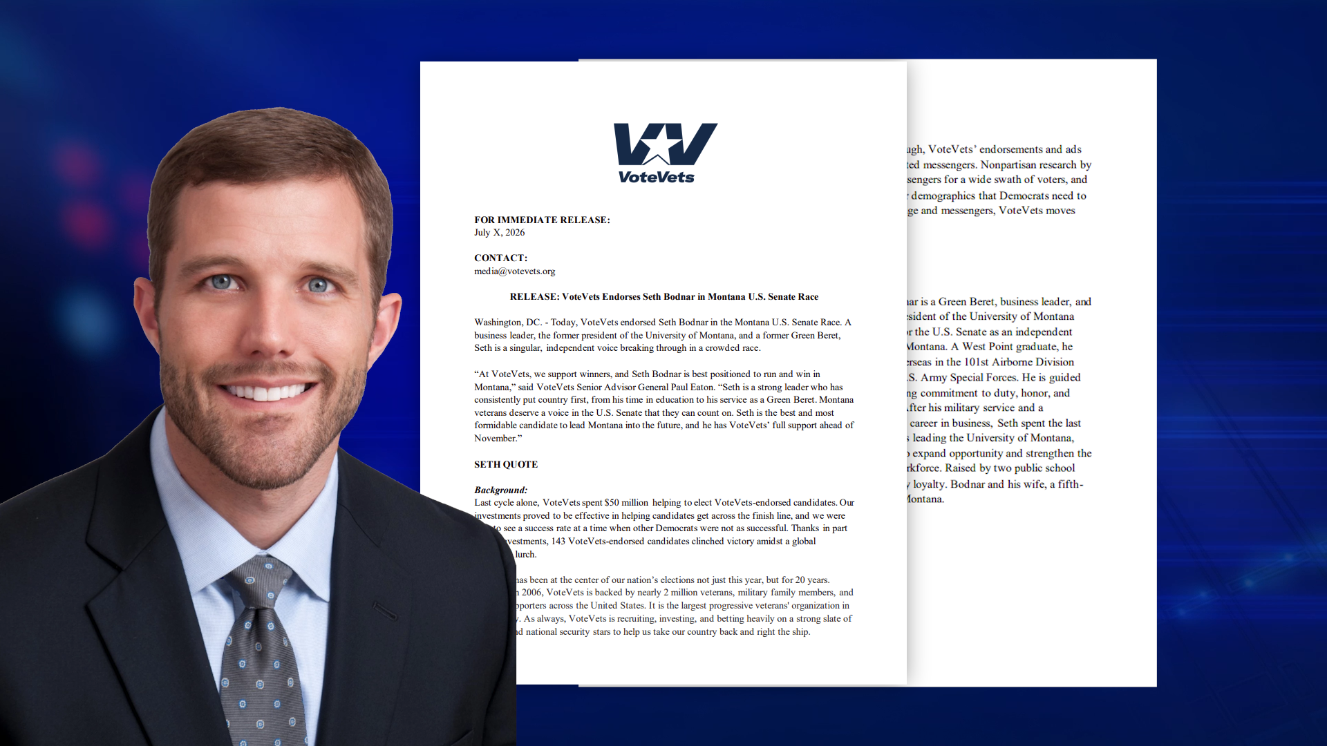 Democrat veterans' organization endorses Montana independent Seth Bodnar for senate