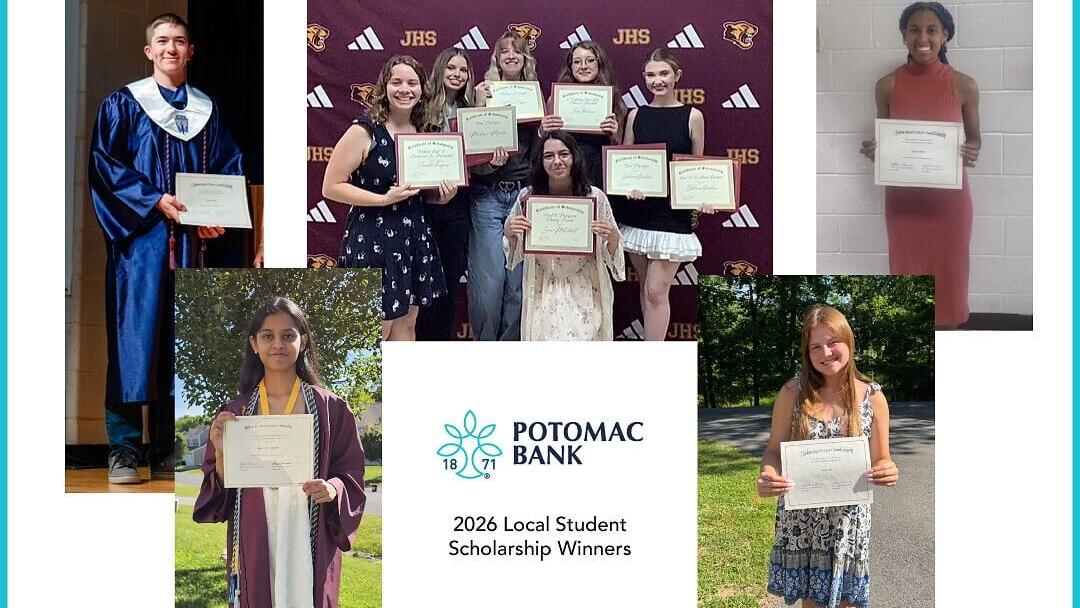 Potomac Bank Awards $278,800 in College Scholarships to Local High School Students.  For more info, visit www.potomac.bank.