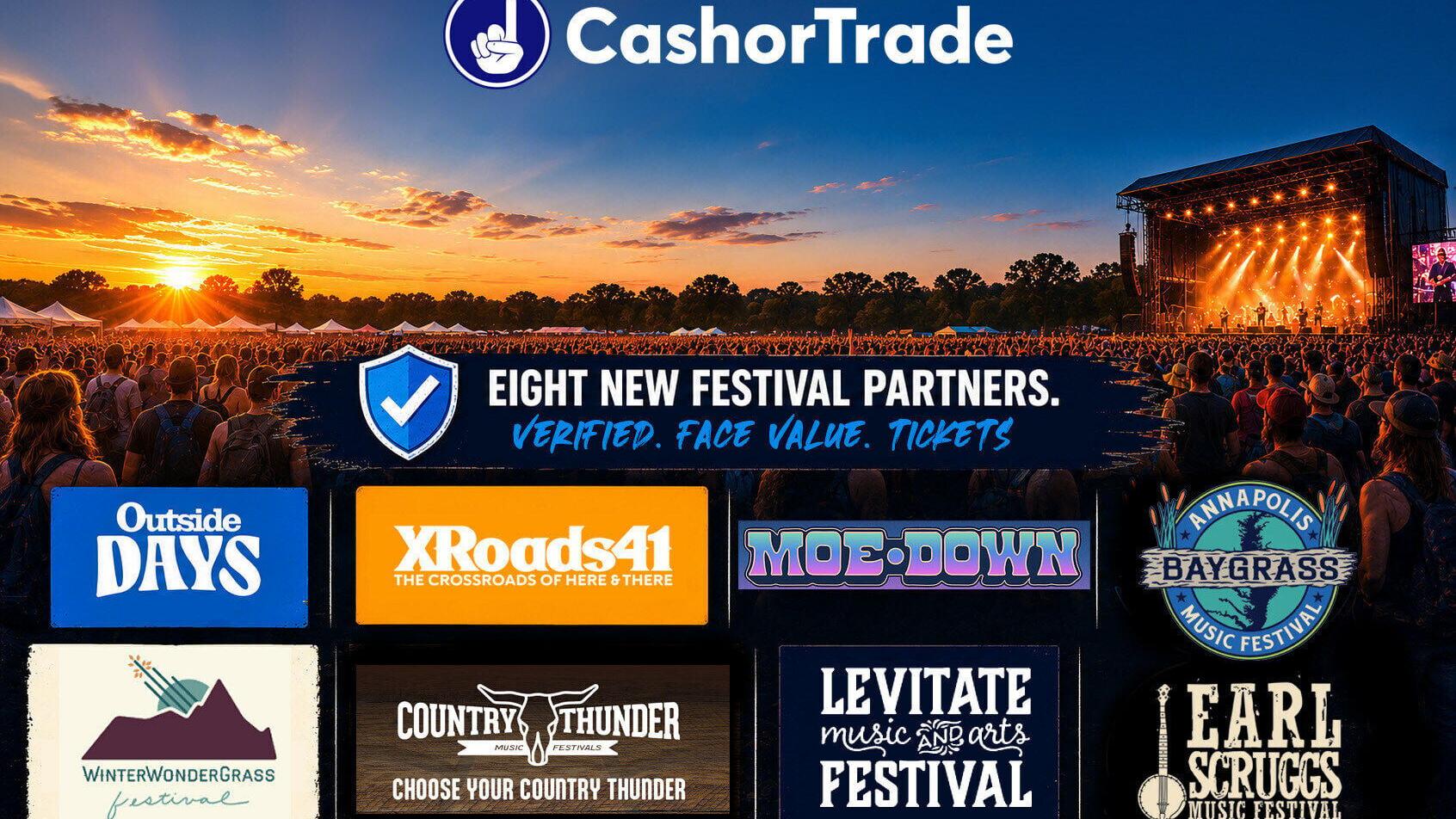 Outside Days, XRoads41, moe.Down, WinterWonderGrass, Levitate Music &amp; Arts Festival, Annapolis Baygrass Music Festival, and Country Thunder Music Festivals join a growing network built on verified, fan-first resale.