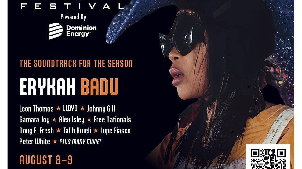 2026 Richmond Jazz and Music Festival featuring Erykah Badu, LLOYD, and more. August 8-9 at Maymont. Powered by Dominion Energy. With Love from Virginia is for Lovers. Tickets at RichmondJazzAndMusicFestival.com